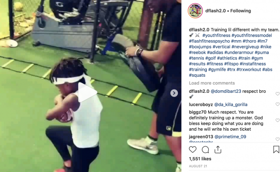 Trainer puts kid through an intense workout